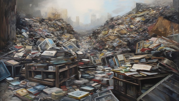 A landfill of paintings and copies. Generative inbreeding concept