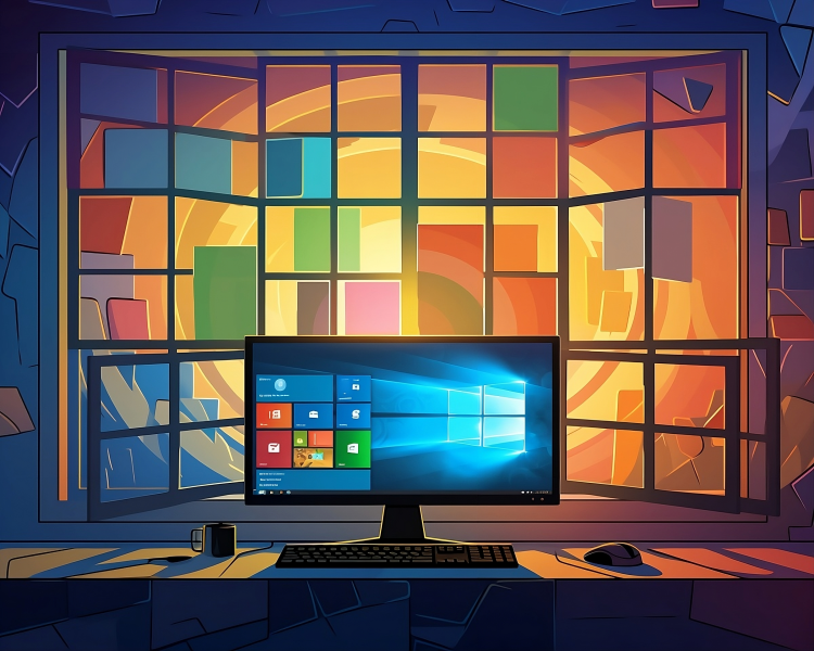Vector art of Microsoft Windows cybersecurity.