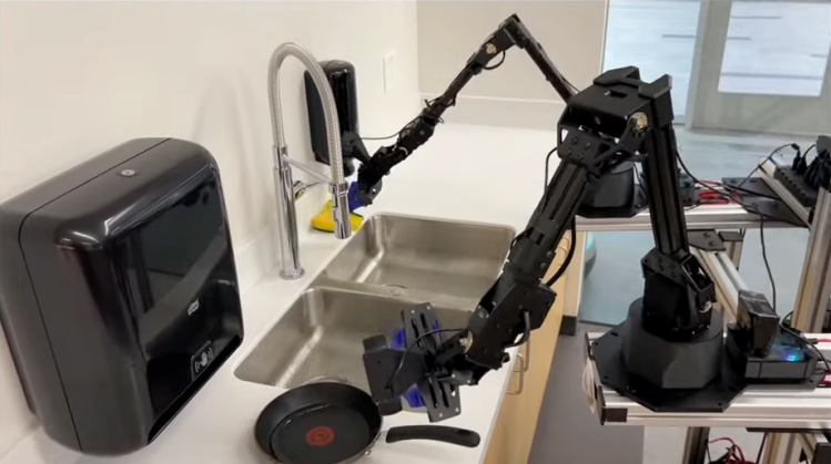 Screengrab of YouTube video showing Stanford's robot Mobile ALOHA in action.