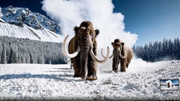 Screenshot of mammoths from OpenAI Sora demo video.