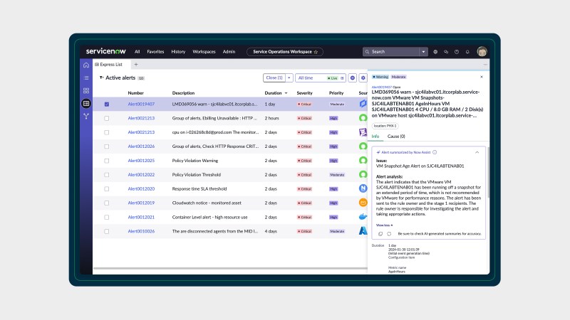 Now Assist for ITOM – Service outage simplification