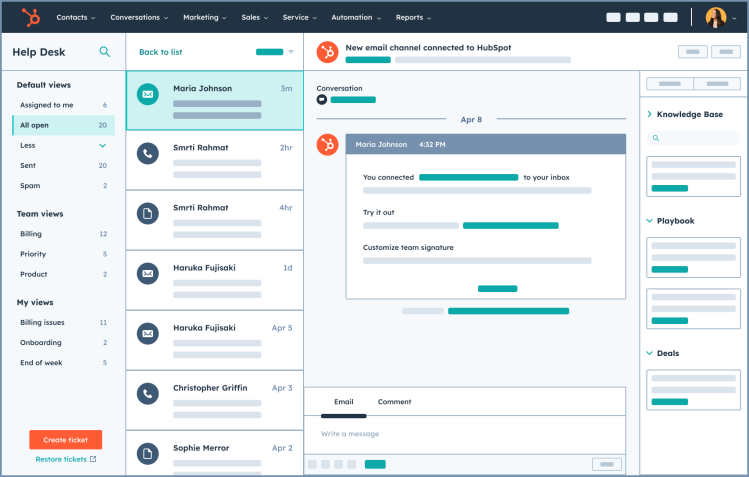 HubSpot's Service Hub helpdesk. Image credit: HubSpot
