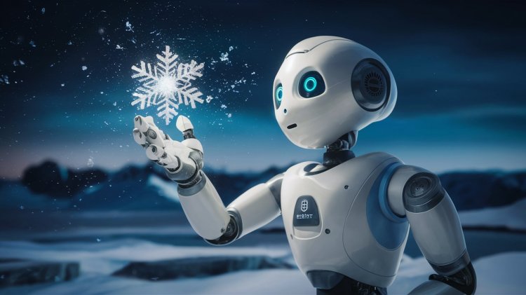 Robot holding a Snowflake