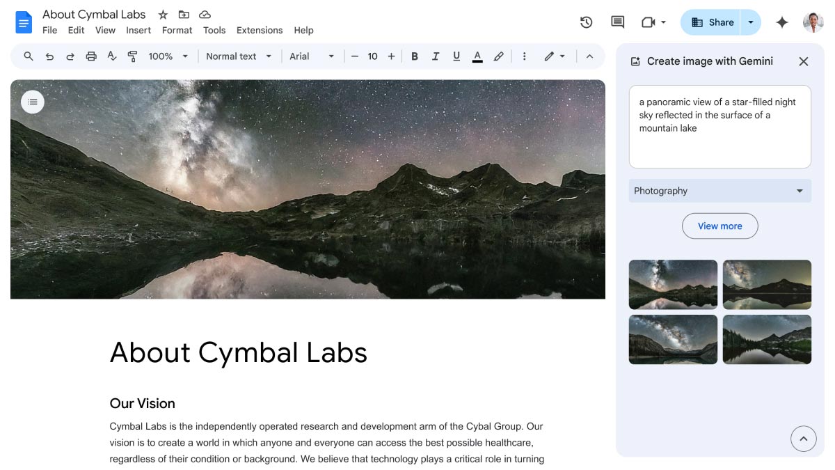 Google adds full-bleed cover images to Docs. Image credit: Google