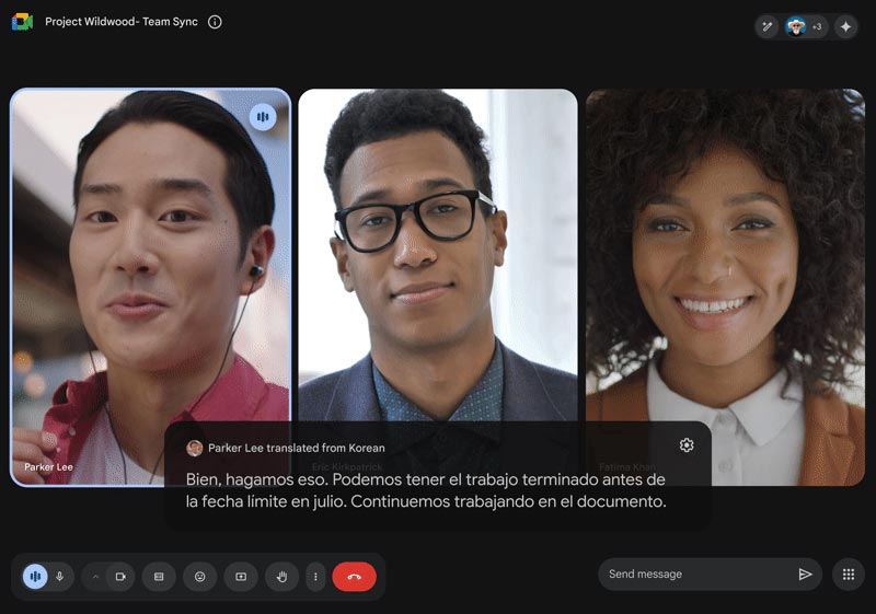 Example of Google's live translate feature in Google Meet. Image credit: Google