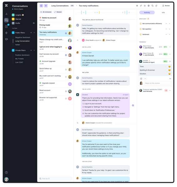 Zendesk's AI Agent having a conversation. Credit: Zendesk