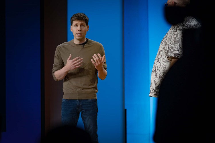 OpenAI CEO Sam Altman speaks with Microsoft CTO Kevin Scott at Microsoft Build 2024. Photo credit: Ken Yeung/VentureBeat