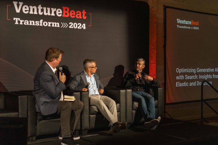 VentureBeat’s James Thomason moderates a conversation with Elastic’s Ash Kulkarni and DocuSign’s Dmitri Krakovsky during VB Transform in San Francisco on July 11, 2024. Credit: Christopher C. Lee/Photomochi Studio
