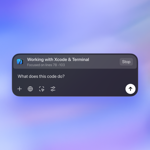 Screenshot of the ChatGPT Mac OS app with Xcode and Terminal integration.