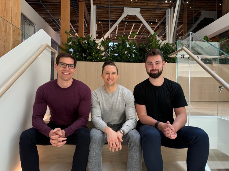 Three of Northflank's leaders at the company's offices in London. From left: Frederik Brix, co-founder and chief technology officer; Chase Roberts, chief operating officer; and Will Stewart, co-founder and chief executive. 