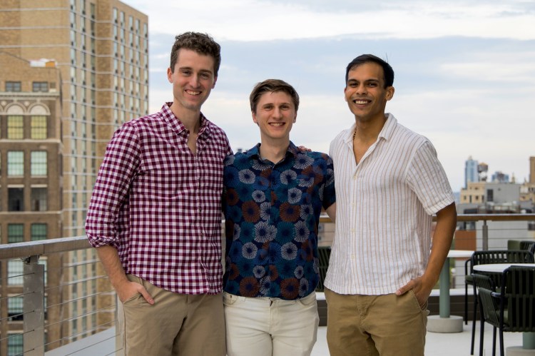 From left, Alex Reichenbach, Alex Goldstein and Ronak Gandhi, co-founders of Brooklyn-based Structify. (Credit: Structify)