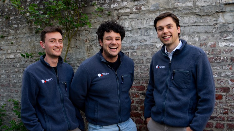 From left: Lander Degreve, Samuel Smeys and Manu Vanderveeren, the founding team of Spott.