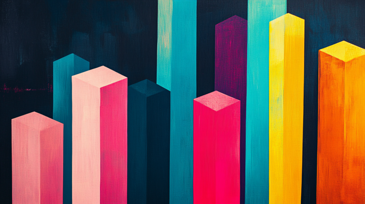 AI simulated painting of colorful bar charts