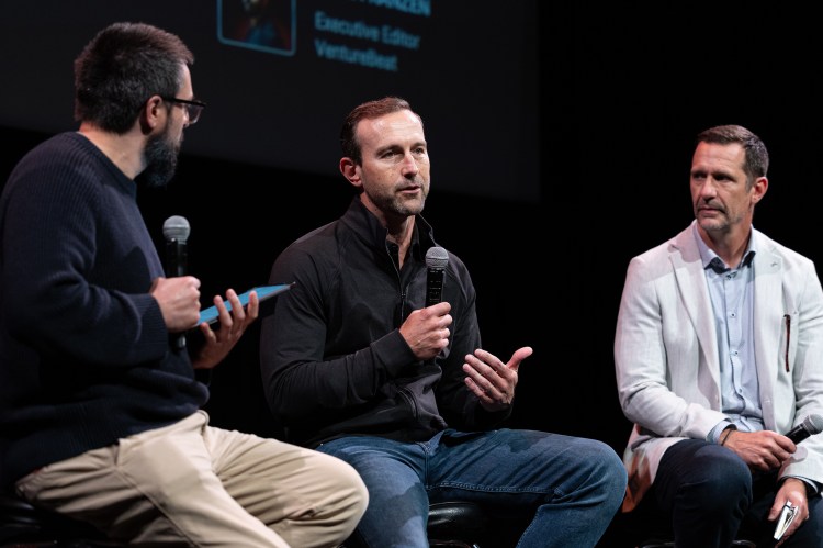 Left to right: Carl Franzen from VentureBeat, Will Grannis from Google Cloud and Richard Clarke from Highmark Health on stage at VB Transform 2025. Michael O'Donnell Photography