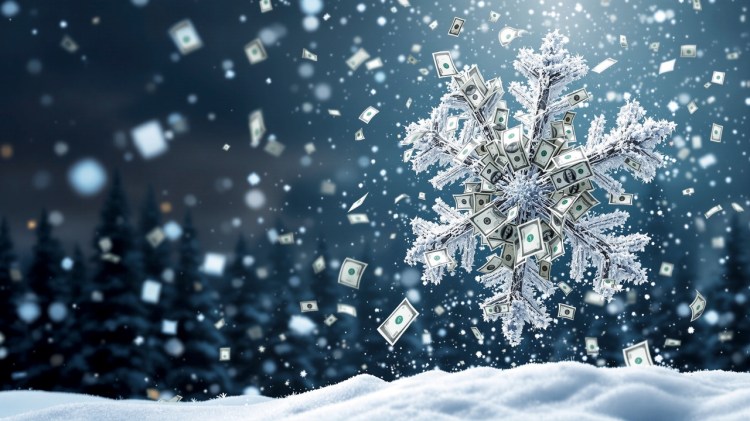 Image of a snowflake made with bills, created by Sean Michael Kerner